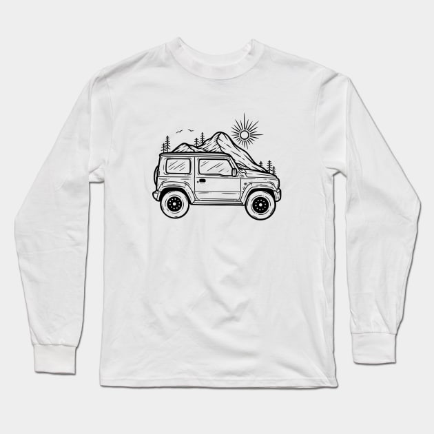 Let’s Go Off-road x Black Long Sleeve T-Shirt by P7 illustrations 